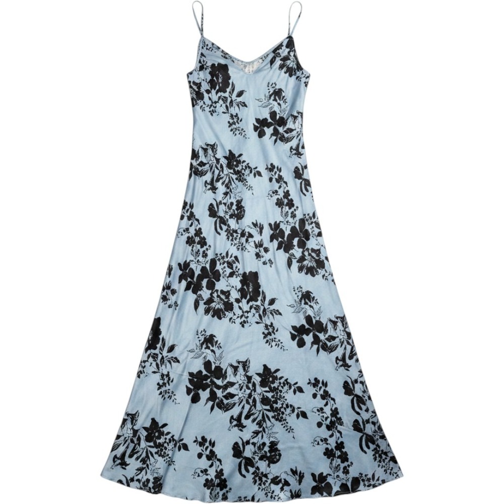 Reformation Parma Beatriz NWOT Silk Maxi Slip Dress Blue Black Floral Luxury XL - Picture 3 of 7